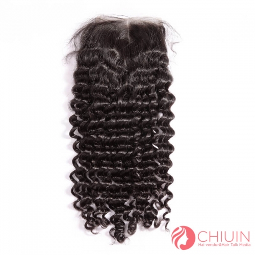 4x4 Lace Closure Deep Wave Top Quality Raw Cambodian Hair