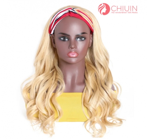 Blonde Body Wave Headband Wig Glueless Half Wig 613 Hair Color